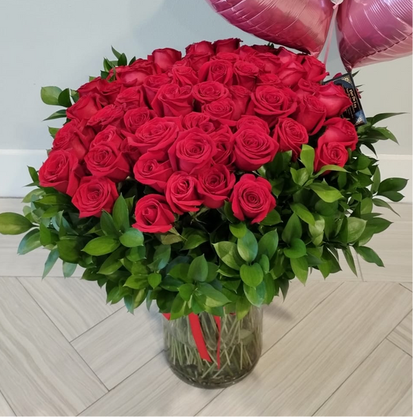 100 Fresh Roses - PRE ORDER 24H IN ADVANCE Miami Same day flowers delivery, Brickell delivery