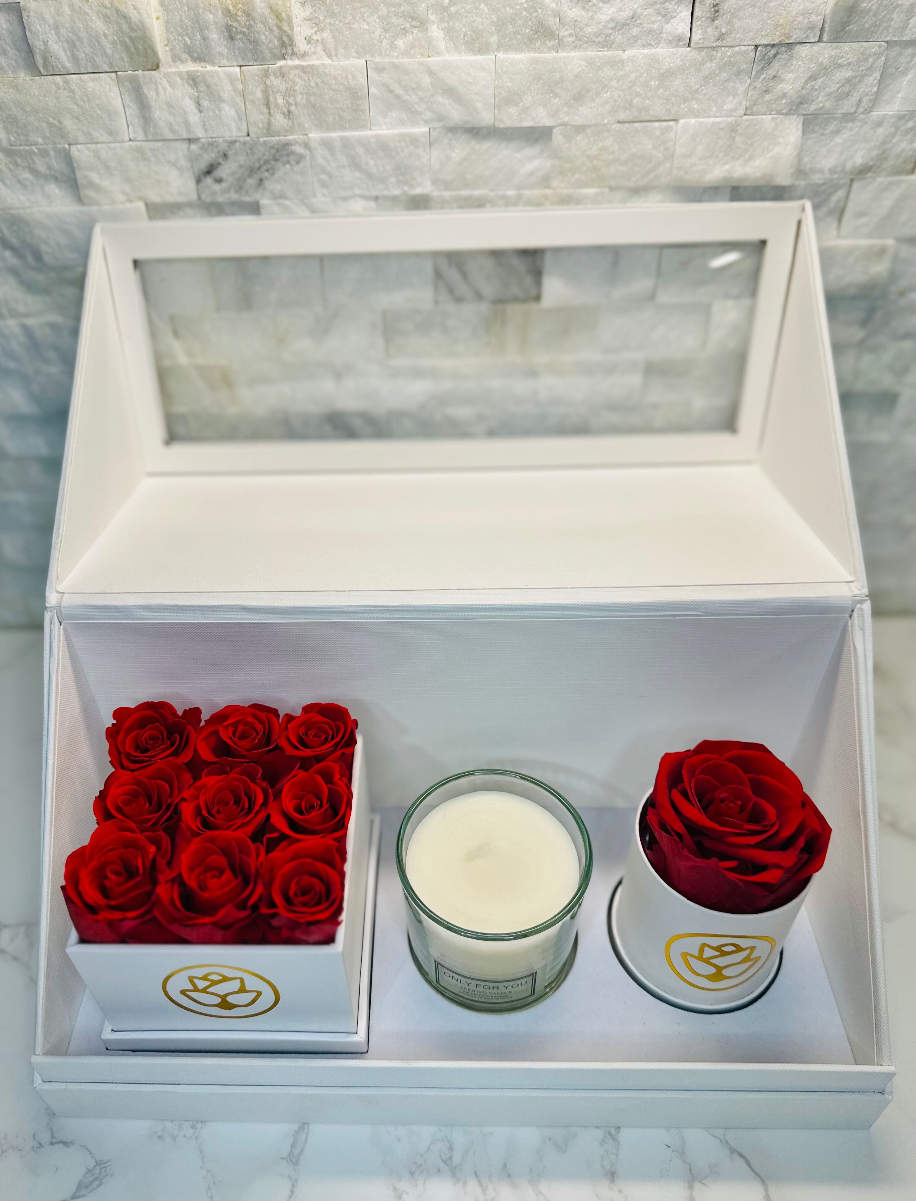The Perfect Package - Preserved Roses & Candle