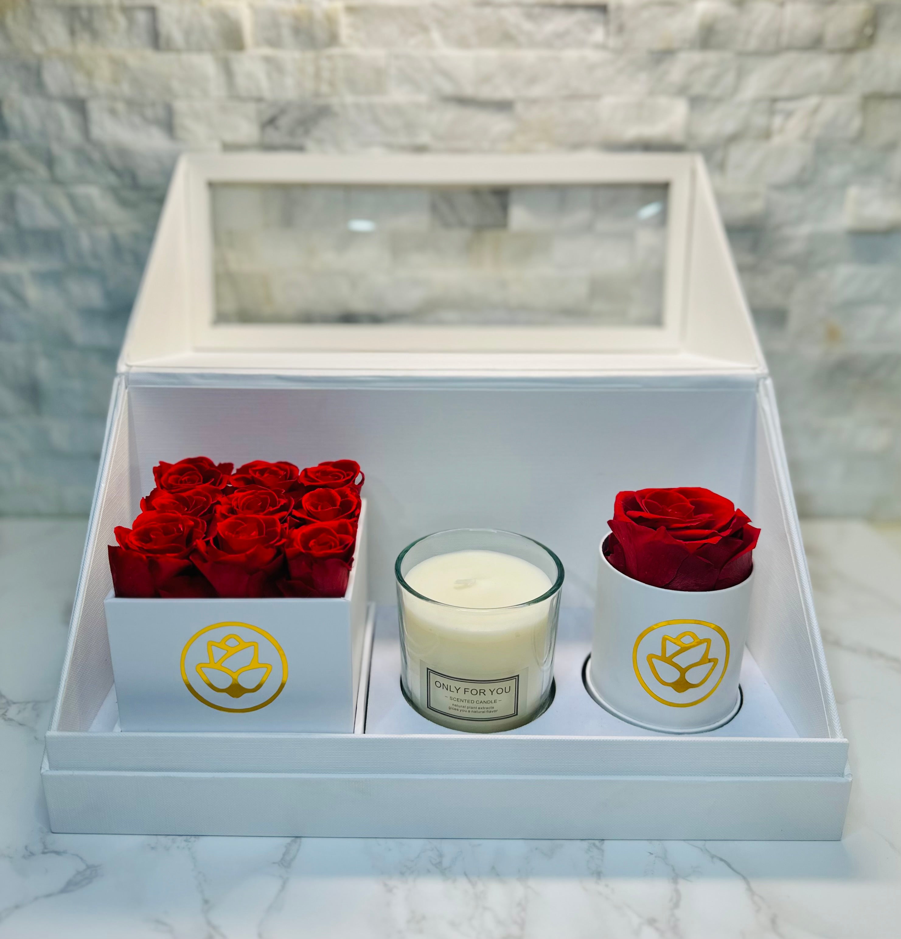 The Perfect Package - Preserved Roses & Candle