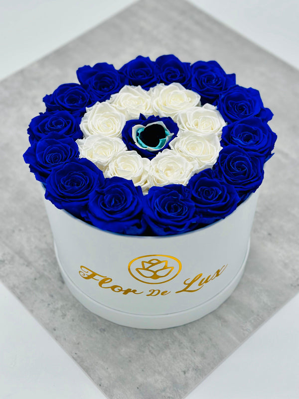 Large Evil Eye Round Box - Preserved Roses