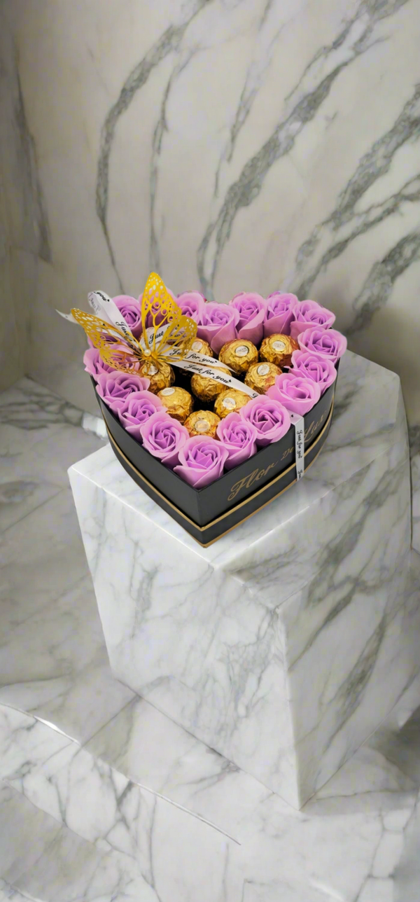 Aromatic Gift Heart - Rose Soap & Ferrero Combo