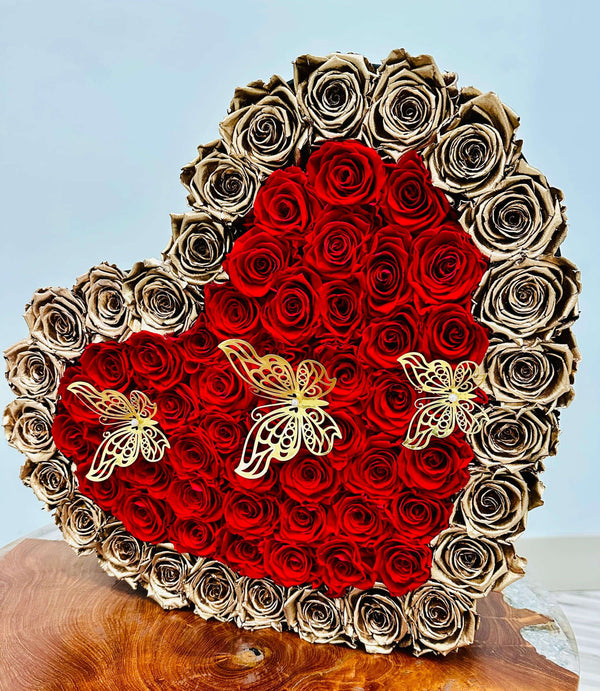Crazy In Love Heart Box - Preserved Roses