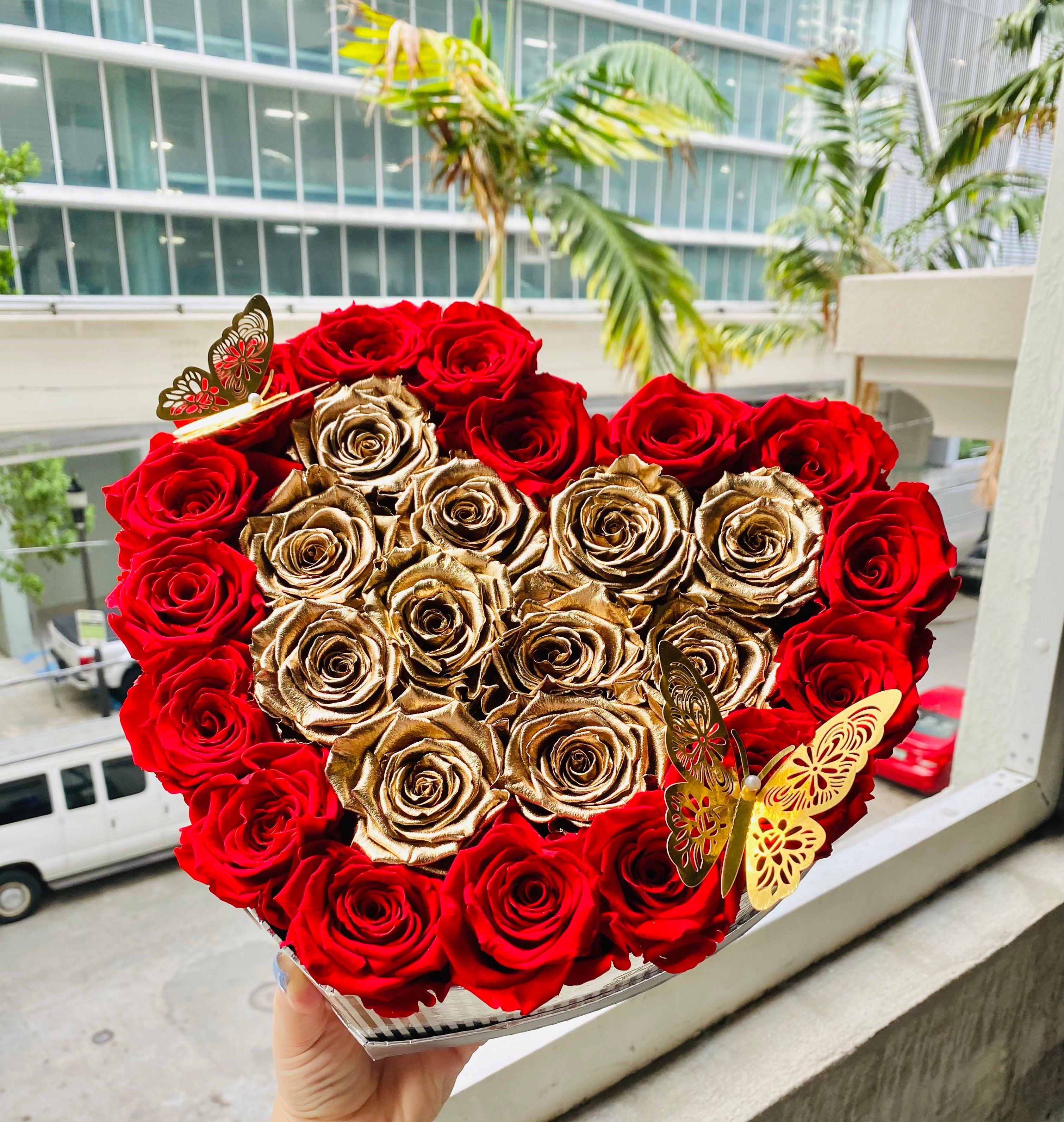 Large Heart Box - Preserved Roses - Flor De Lux