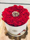 Medium White Round Box - Preserved Roses - Flor De Lux