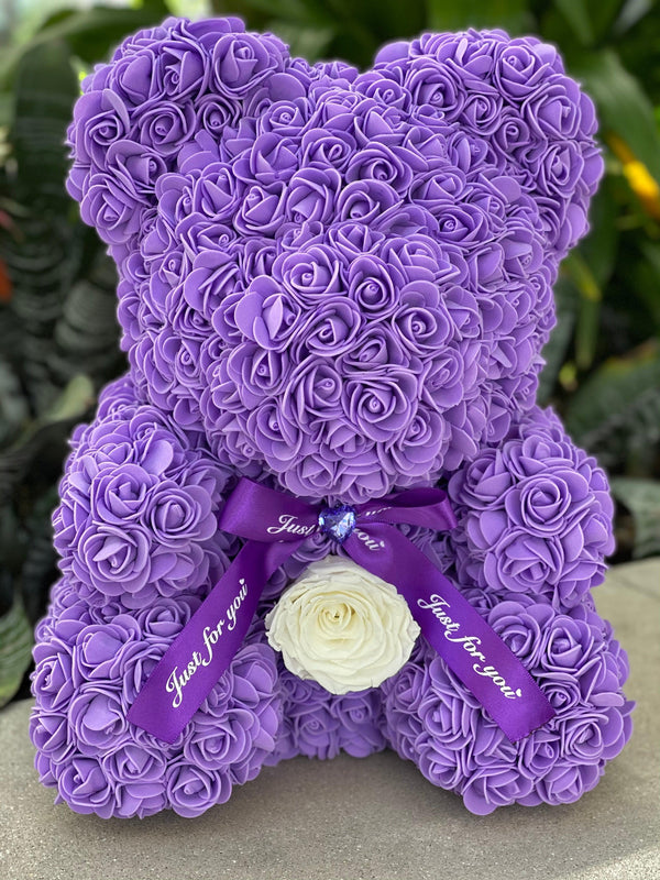 Medium Purple Rose Bear