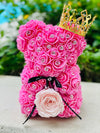 Small Luxury Pink Rose Bear with Diamonds/Pearls - Flor De Lux