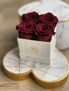 XS White Marble Square Box - Preserved Roses