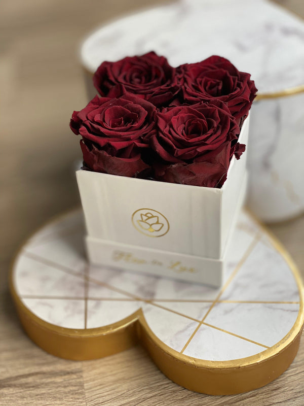 XS White Square Box - Preserved Roses - Flor De Lux