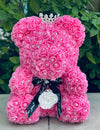 Medium Luxury Pink Rose Bear with Pearls