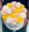 Medium White Round Box - Preserved Roses