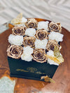 Medium Black Square Box - Preserved Roses - Flor De Lux