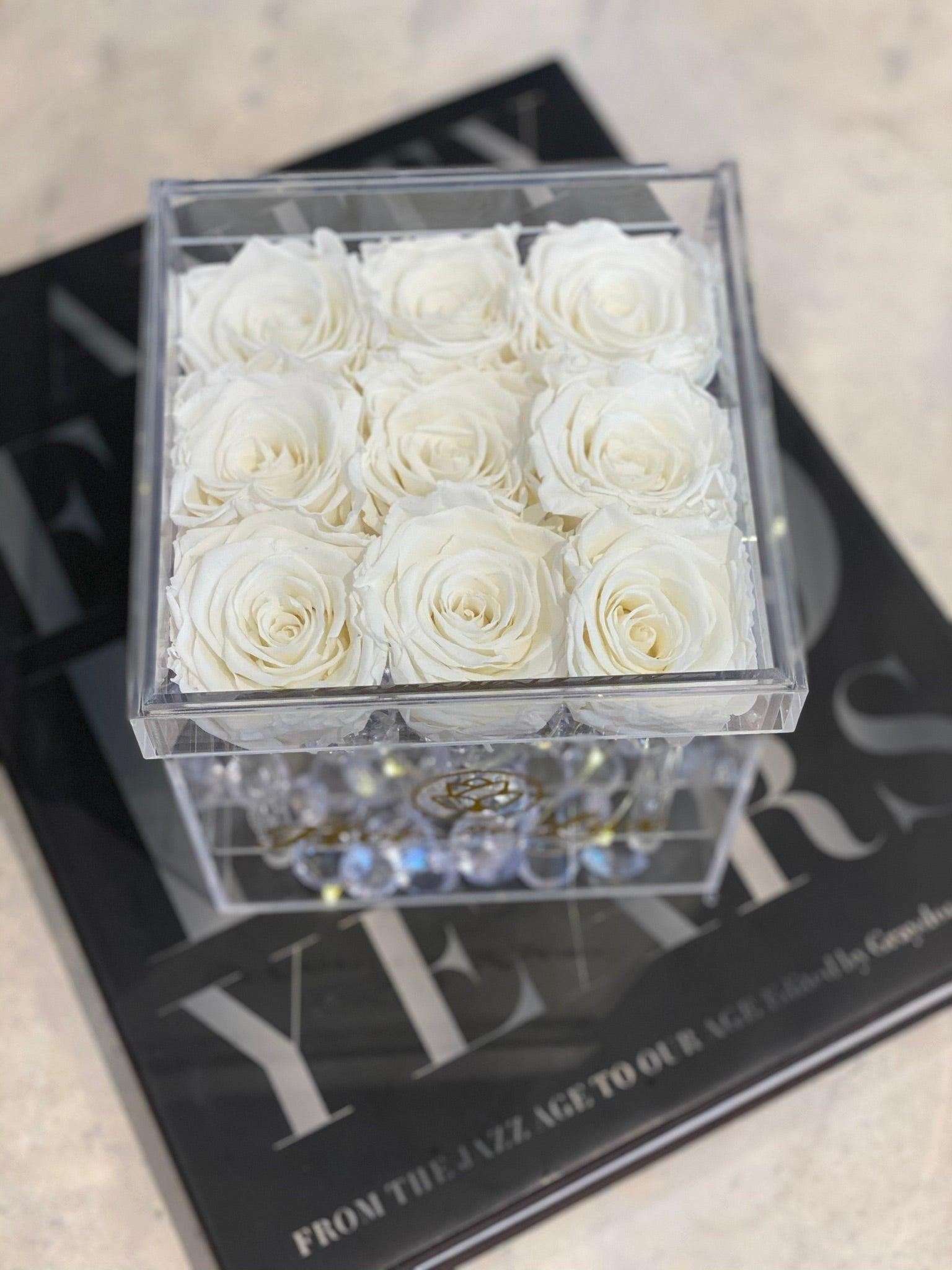 Small Acrylic Square Box - Preserved Roses