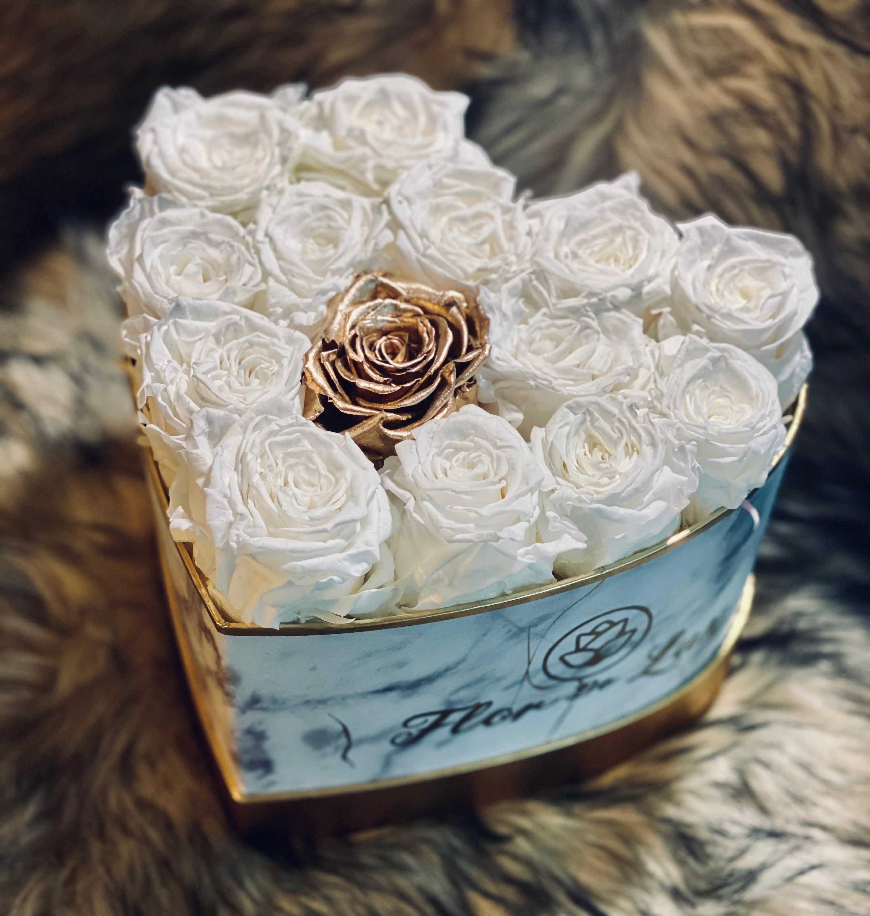 Small Heart Box - Preserved Roses - Flor De Lux