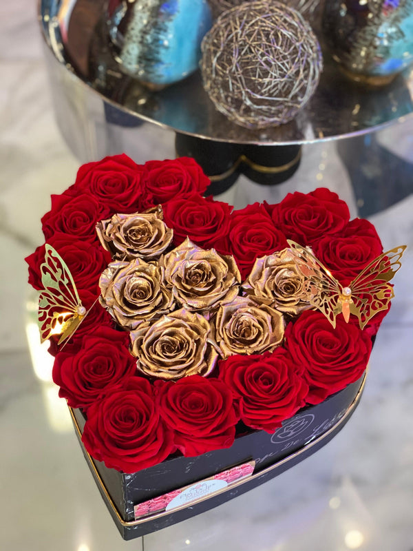 Medium Heart Box - Preserved Roses - Flor De Lux